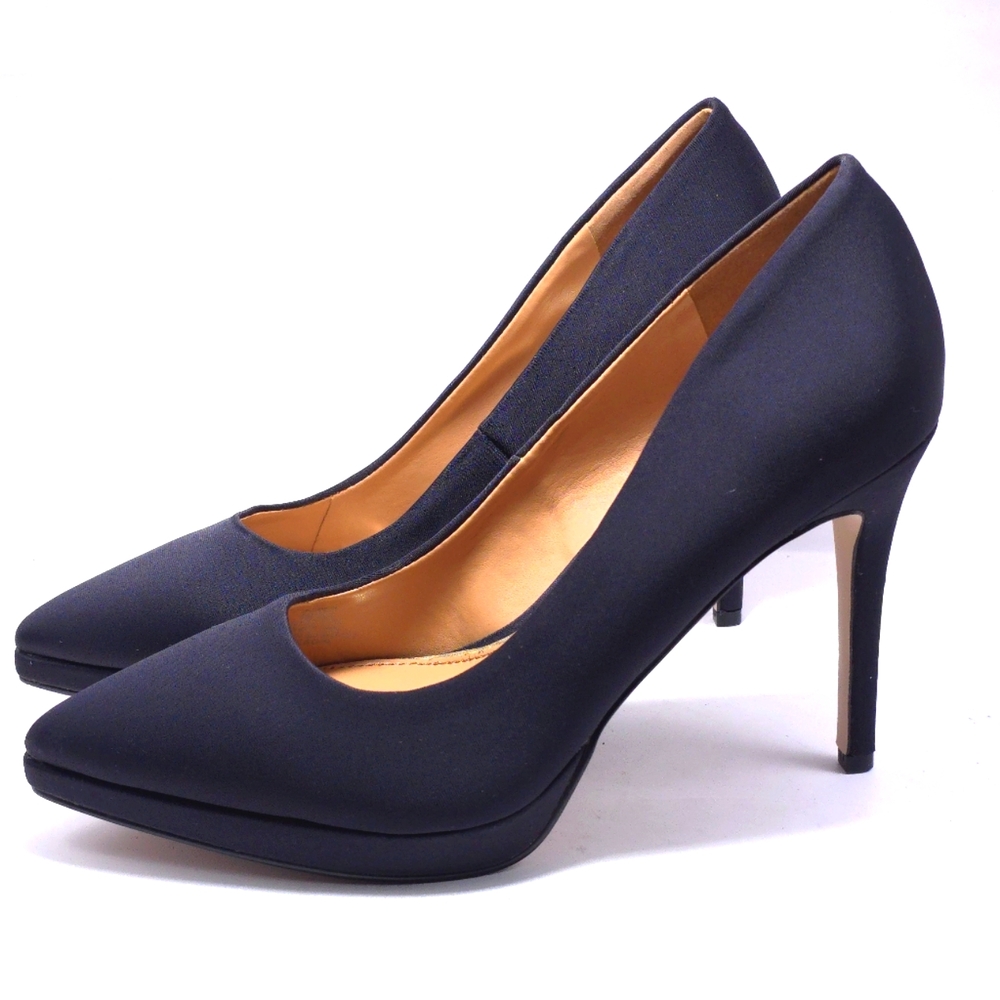 Jessica Simpson Womens Sz 8 Black Platform Dress Pump Heels Fabric Pointed Toe